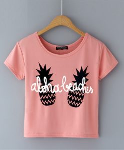 Aloha Beaches Pineapple Pink Crop Shirts