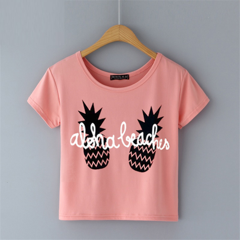 Aloha Beaches Pineapple Pink Crop Shirts - hotterbay