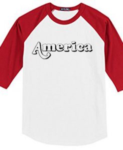 America Font Red Baseball Tshirt
