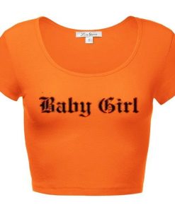 Baby Girl wide neck orangeT Shirt