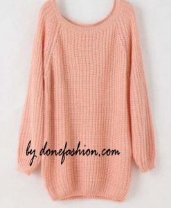 Batwing Puff Sleeve Ginger Jumpers Pink Sweater