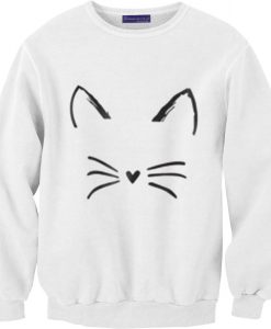 Cat White Sweatshirt