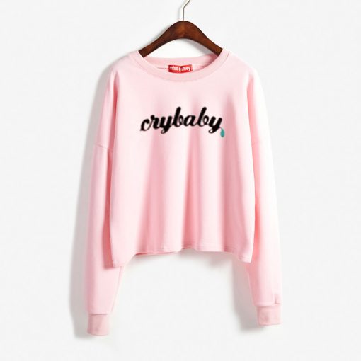 Cry Baby Pink Crop Sweatshirts