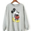 Grey Mickey Mouse Print Round Neck Sweatshirt
