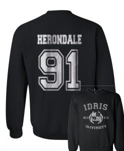 Herondale 91 IDRIS University sweatshirt front  back