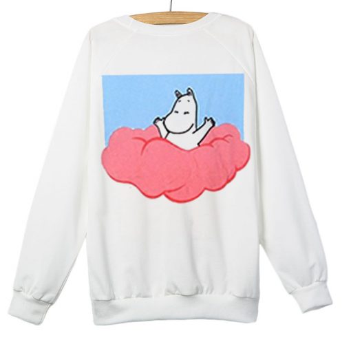 Moomin on Clouds white cute Sweatshirt