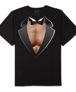 Open black design tuxedo graphic tees