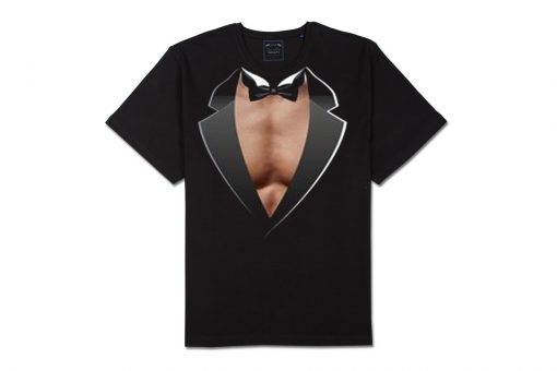 Open black design tuxedo graphic tees