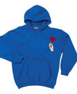 Rose Hand Blue Hoodie