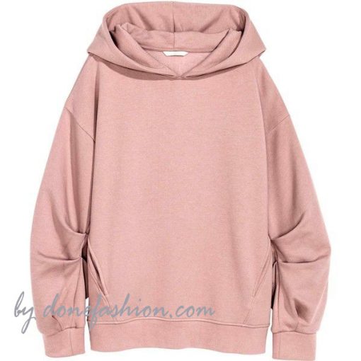 Round Neck Crop Loose Pink Sweatshirt