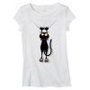 Scratching Black Cat whiteT-shirt