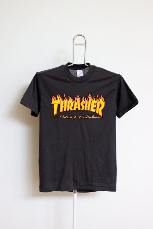 Thrasher Flame Logo Black T-Shirt - hotterbay