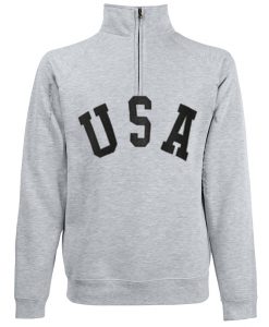 USA Half Zipper Grey Sweatshirts