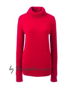 Women's Classic Cashmere Turtleneck Red Sweater