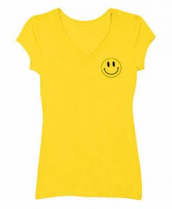 Yellow Smiley V neck Tshirts