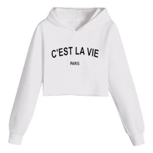 c'est la vie paris cropped hoodie