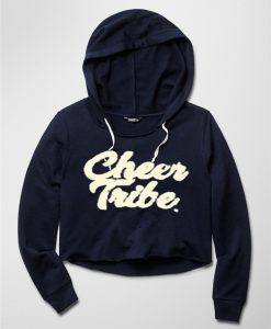 cheer tribe crop hoodie blue naval