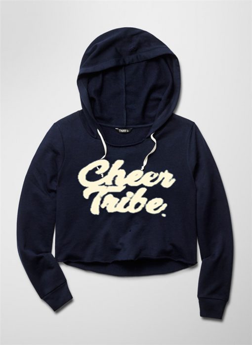 cheer tribe crop hoodie blue naval