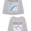 never stop dreaming rainbow and unicorn t shirts