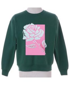 pink box rose green vintage sweatshirt