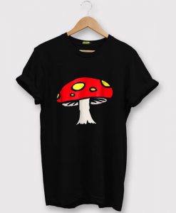 Cartoon Mushroom Black T shirts