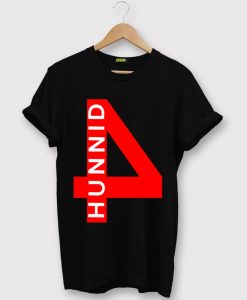 4 Hunnid White Print Youth Black T Shirt