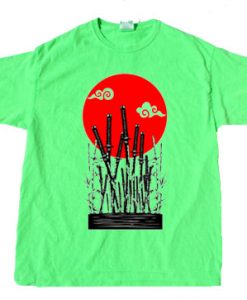 Bushido minimalist samurai katanas green neon shirt