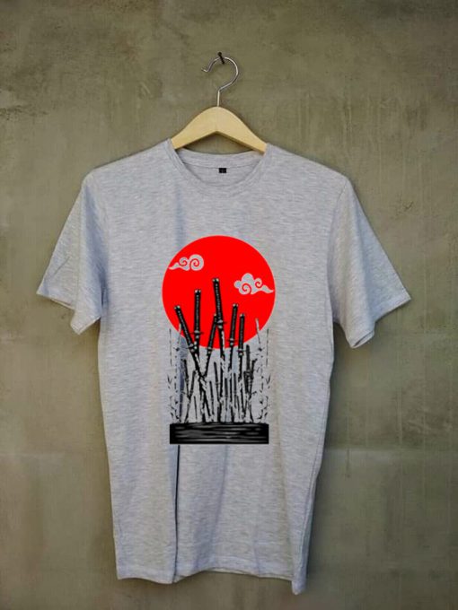 Bushido minimalist samurai katanas grey shirt