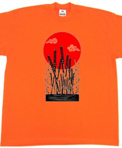 Bushido minimalist samurai katanas orange shirt