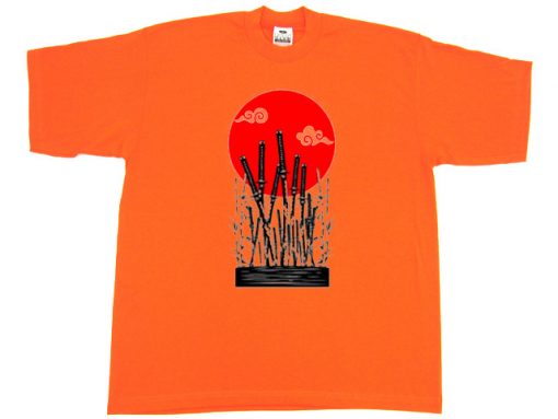 Bushido minimalist samurai katanas orange shirt