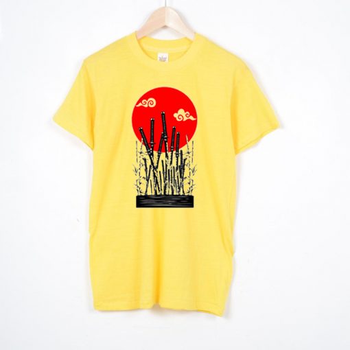 Bushido minimalist samurai katanas yellow shirt