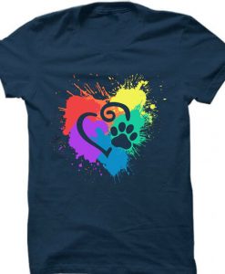 DecoExchange Mens Ally Rainbow Heart Short-Sleeve Unisex T-Shirt blue navy