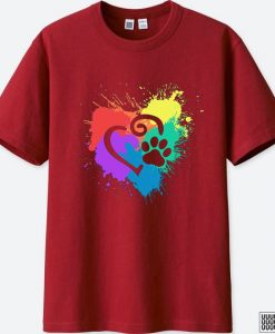 DecoExchange Mens Ally Rainbow Heart Short-Sleeve Unisex T-Shirt maroon