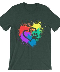 DecoExchange Mens Ally Rainbow Heart Short-Sleeve Unisex Tshirts Green