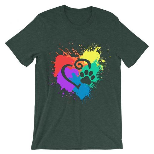 DecoExchange Mens Ally Rainbow Heart Short-Sleeve Unisex Tshirts Green