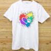 DecoExchange Mens Ally Rainbow Heart Short-Sleeve Unisex Tshirts white