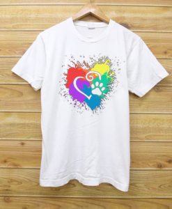 DecoExchange Mens Ally Rainbow Heart Short-Sleeve Unisex Tshirts white