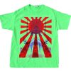 Japan Samurai Spirit Rising Sun Flag Graphic Retro Design Green Light T shirts