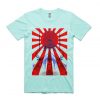 Japan Samurai Spirit Rising Sun Flag Graphic Retro Design Green Mint T shirts