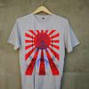 Japan Samurai Spirit Rising Sun Flag Graphic Retro Design Grey T Shirt
