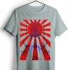 Japan Samurai Spirit Rising Sun Flag Graphic Retro Design Smooth Grey T Shirt