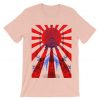 Japan Samurai Spirit Rising Sun Flag Graphic Retro Design Smooth Pink T Shirt