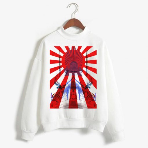 Japan Samurai Spirit Rising Sun Flag Graphic Retro Design Sweatshirts