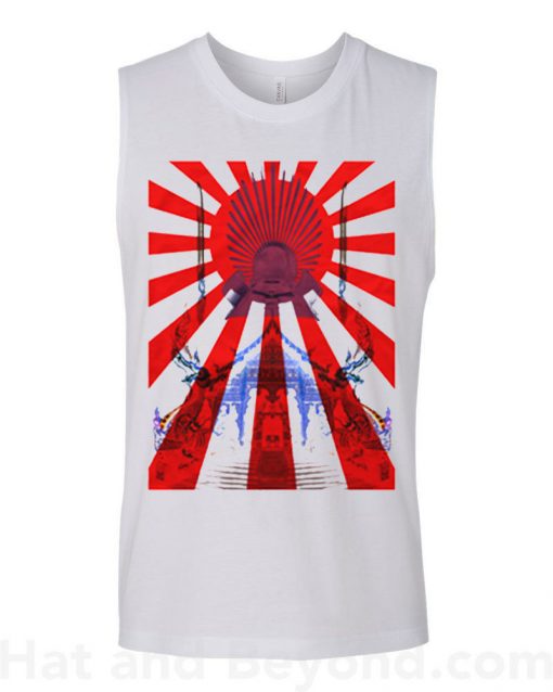 Japan Samurai Spirit Rising Sun Flag Graphic Retro Design Tank Top