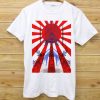 Japan Samurai Spirit Rising Sun Flag Graphic Retro Design White T shirts