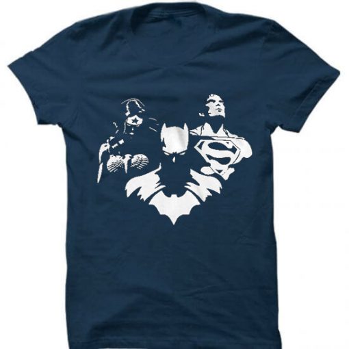 Justice League Silhouette Blue Navy Tshirts
