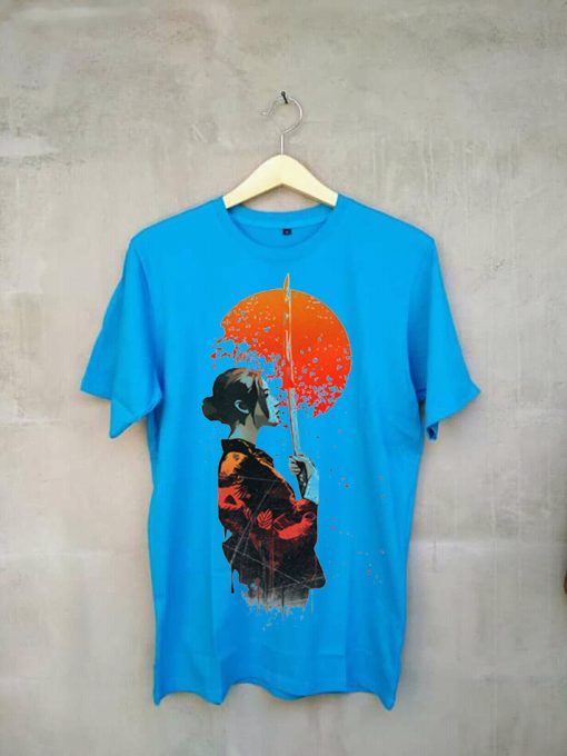 Ladies japan samurai Blue tees