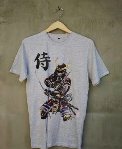 Samurai Illustration Folk Japan Art Men's Grey T shirts