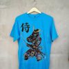 Samurai Illustration Folk Japan Art Men's Smooth Bluet-shirt