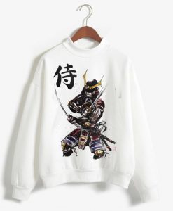 Samurai Illustration Folk Japan Art Men's Smooth White Sweatshirts